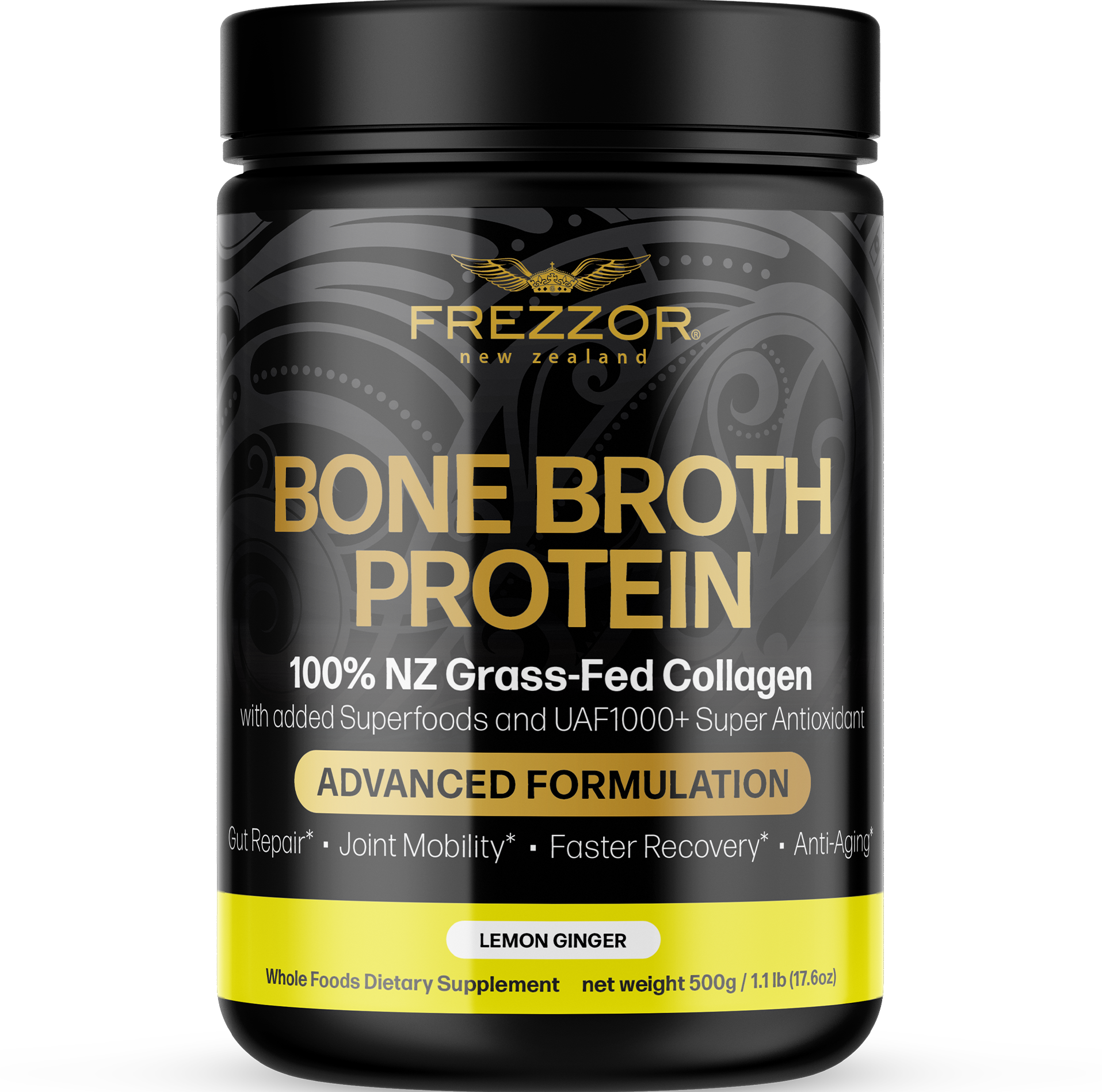 Bone Broth Protein Lemon Ginger  FREZZOR Best collagen bone broth powder for immunity | Collagen Protein