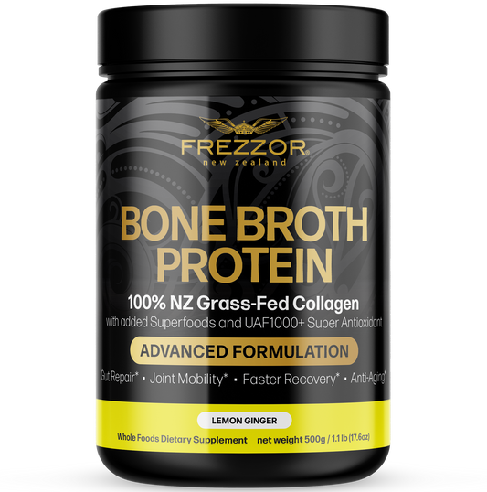 Bone Broth Protein Lemon Ginger FREZZOR Best collagen bone broth powder for immunity | Collagen Protein