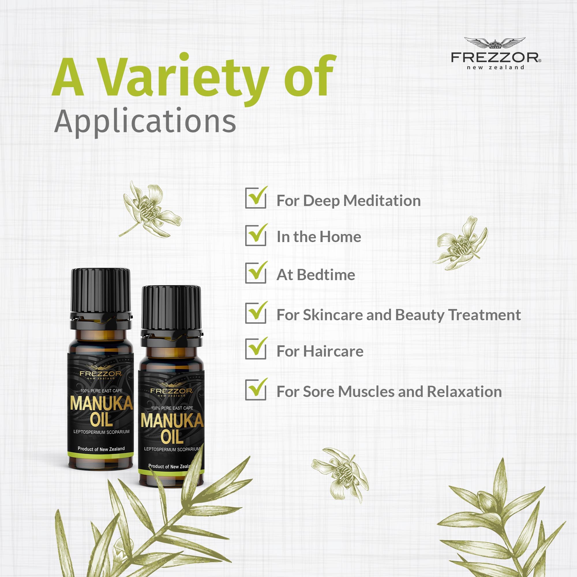 100% Pure Manuka Oil  FREZZOR New Zealand Manuka essential Oil for Skin | FREZZOR Manuka Oil