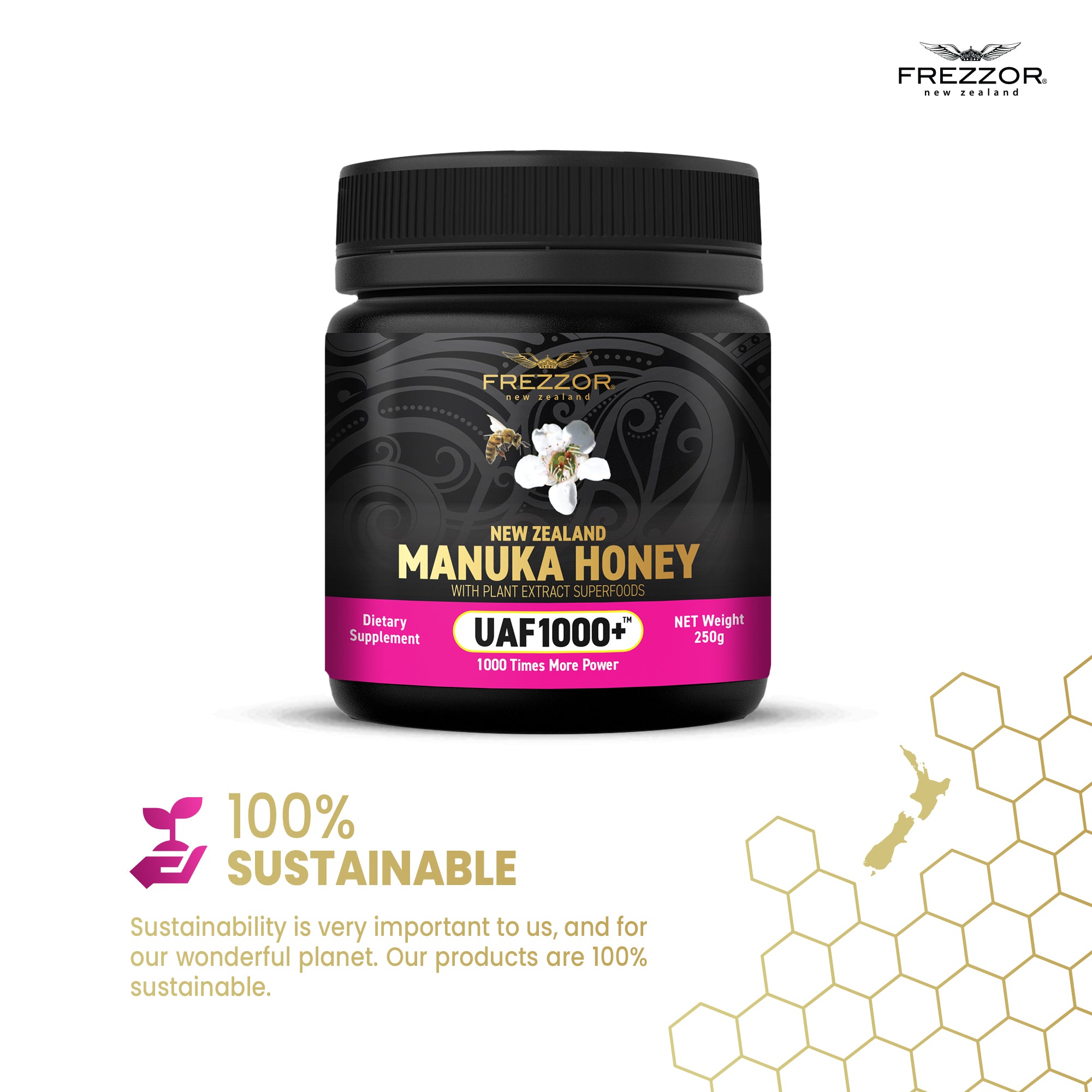 Manuka Honey UAF1000+®  FREZZOR New Zealand Manuka Honey | Antioxidant Superfood Supplement