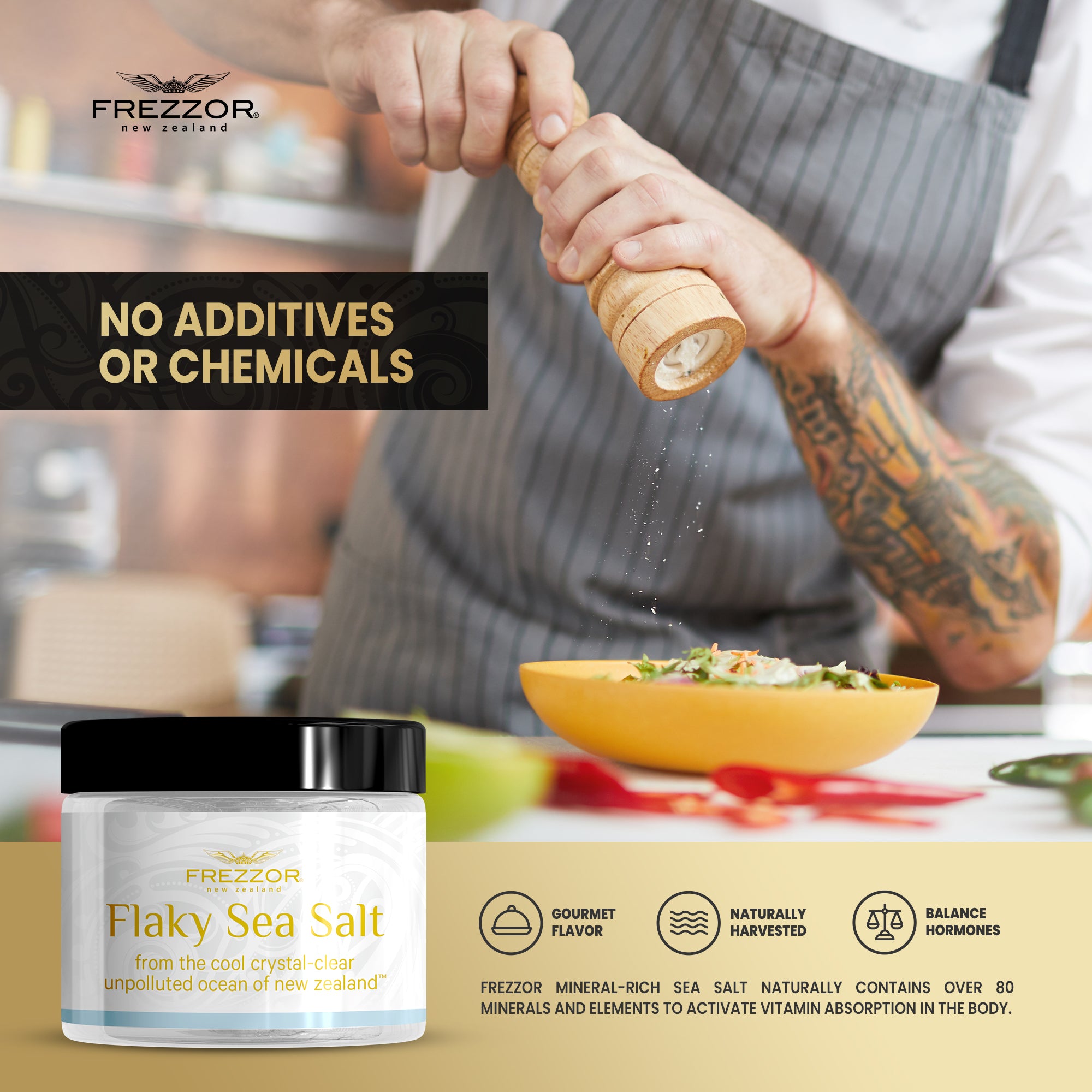 Flaky Sea Salt Jar  FREZZOR FREZZOR Mineral‐Rich Sea Salt Flakes Jar | Natural Sea Salt