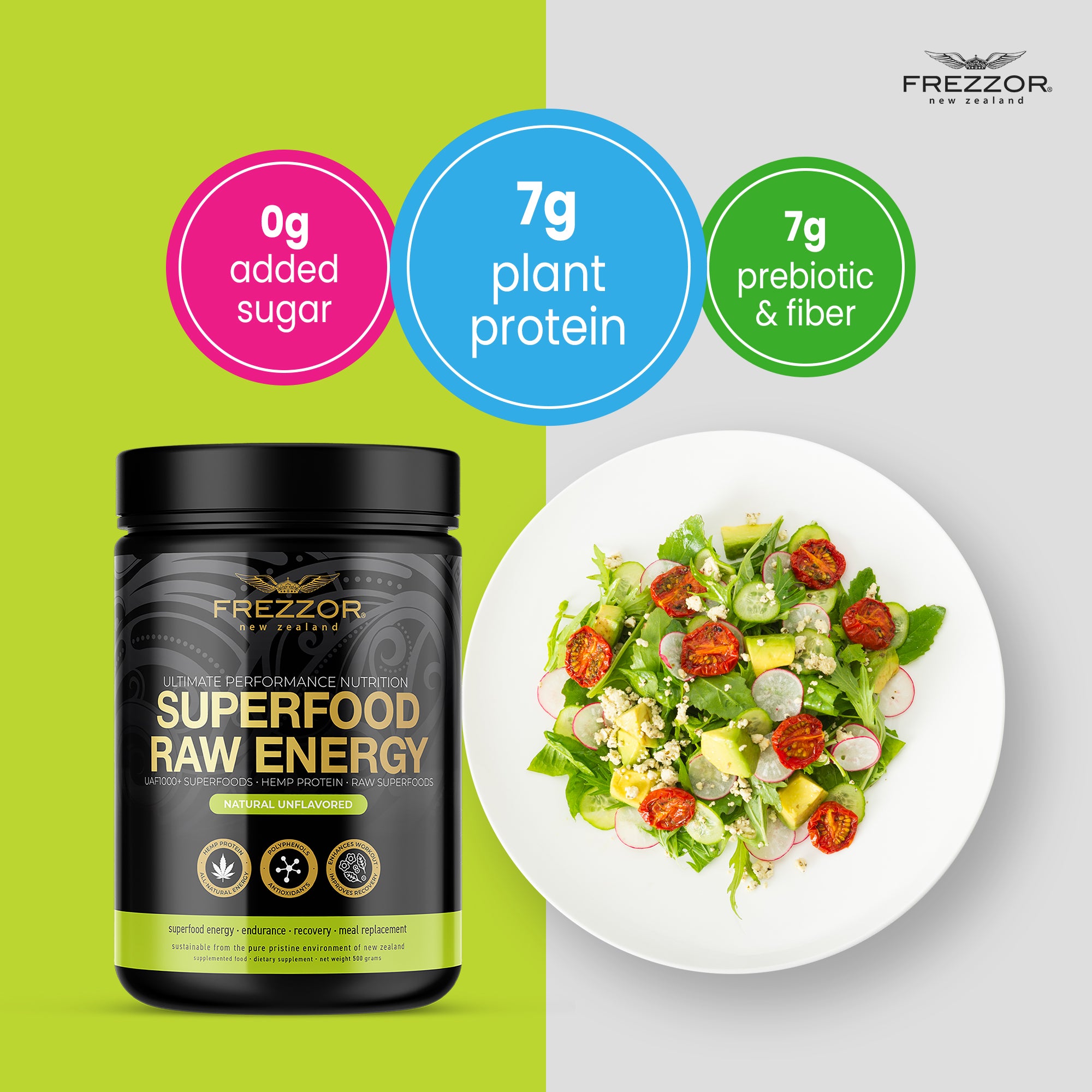 Superfood Powder  FREZZOR Raw NZ superfood protein powder supplements for daily energy