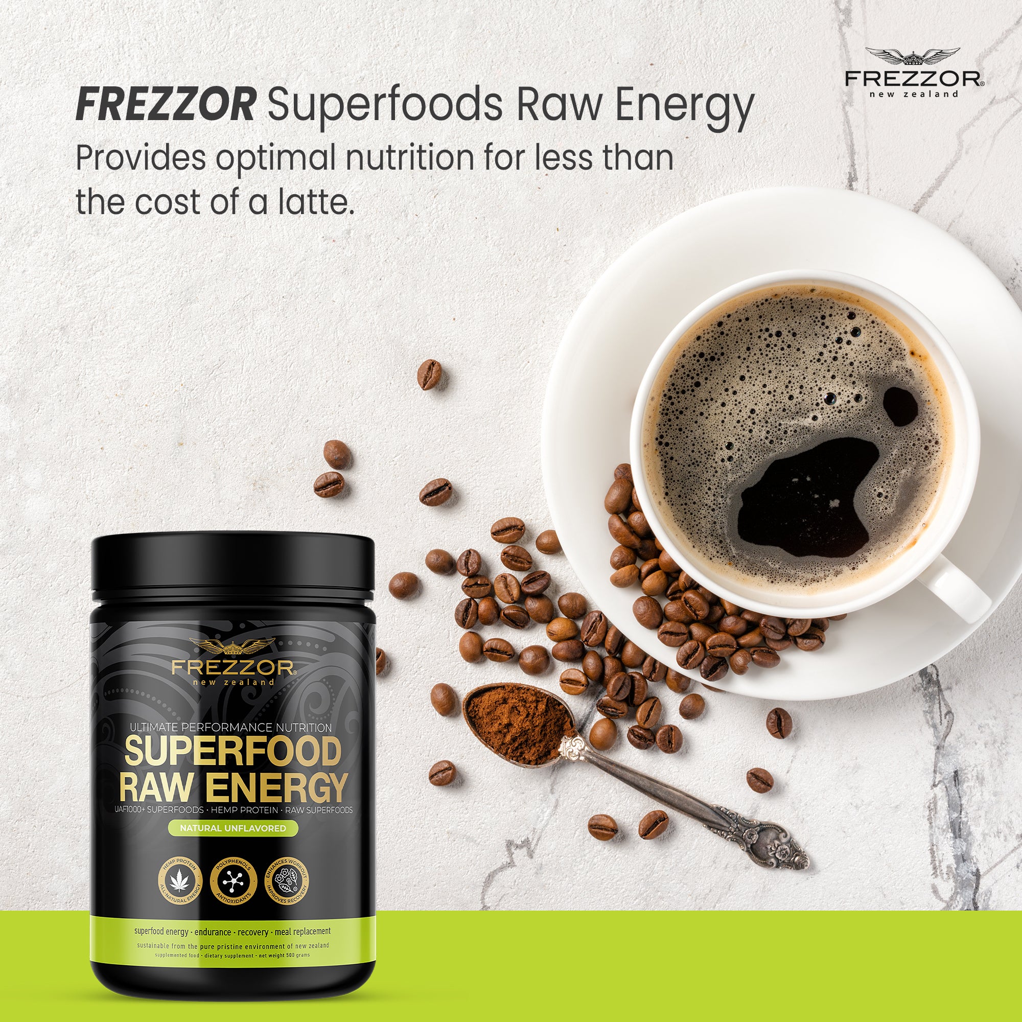 Superfood Powder  FREZZOR Raw NZ superfood protein powder supplements for daily energy