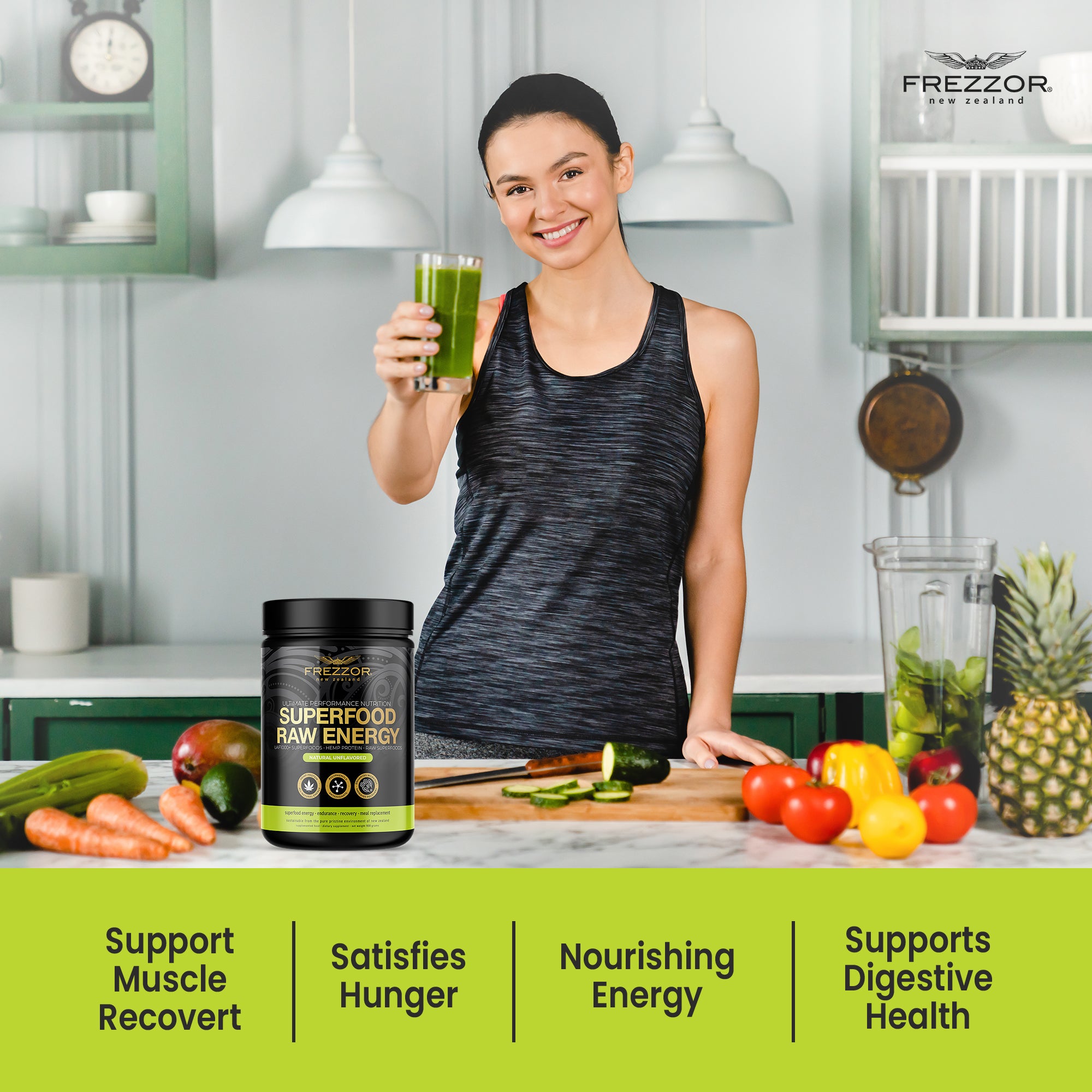 Superfood Powder  FREZZOR Raw NZ superfood protein powder supplements for daily energy