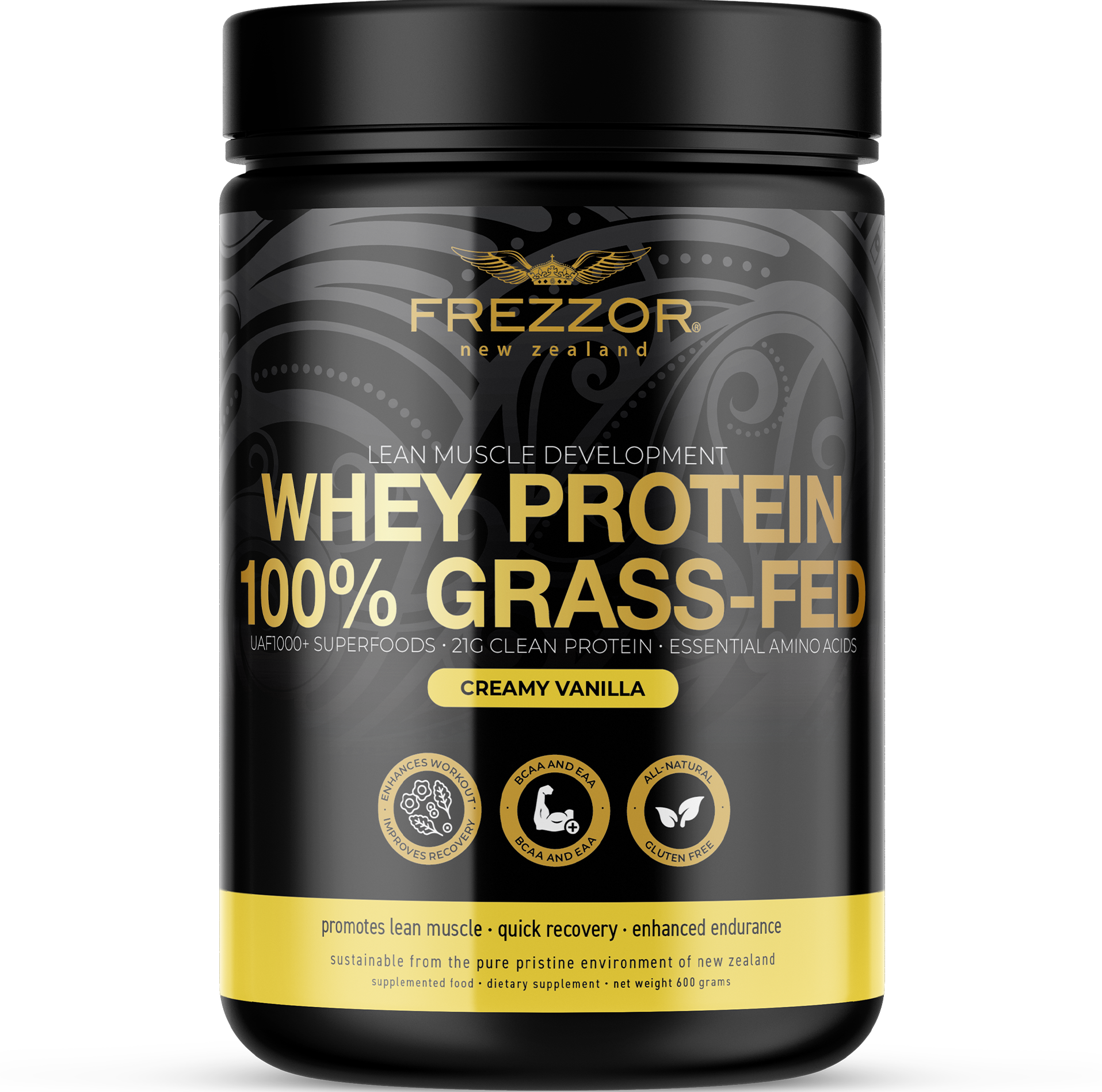 Whey Protein Vanilla Powder  FREZZOR Grass-fed Vanilla whey protein powder for weight loss & Sports