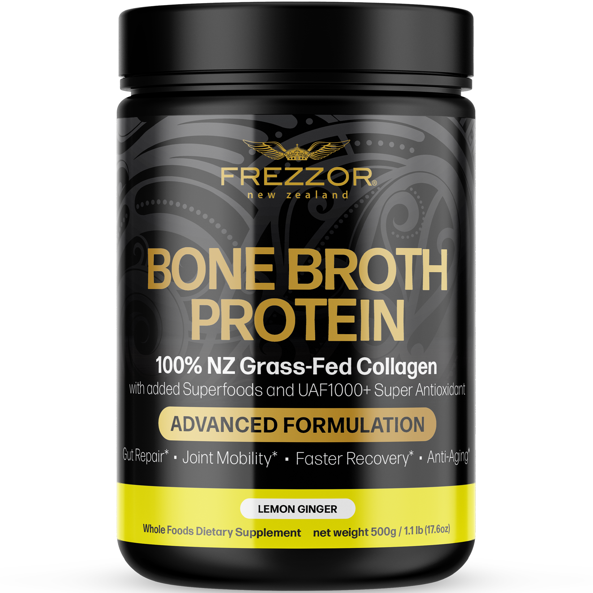 Bone Broth Protein Lemon Ginger  FREZZOR Best collagen bone broth powder for immunity | Collagen Protein