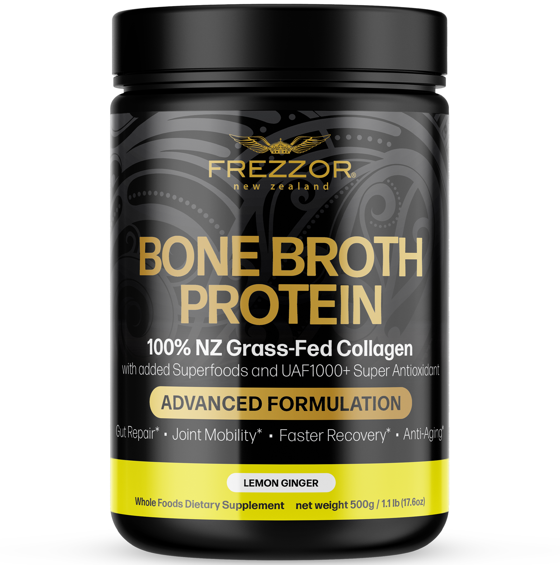 Bone Broth Protein Lemon Ginger  FREZZOR Best collagen bone broth powder for immunity | Collagen Protein