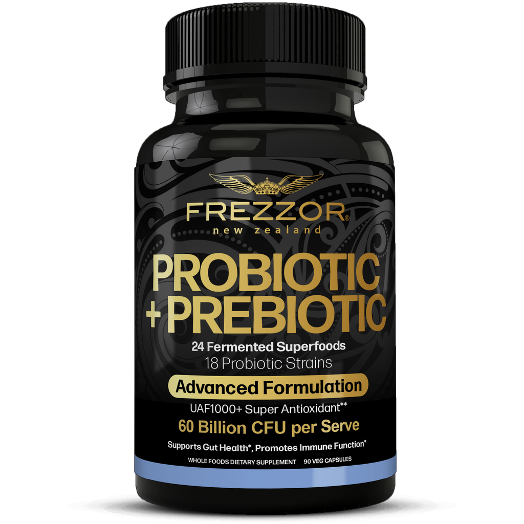 Probiotic +Prebiotic Capsules  FREZZOR Best probiotic prebiotic supplements | 18 Bacteria Strains | 60 Billion CFU