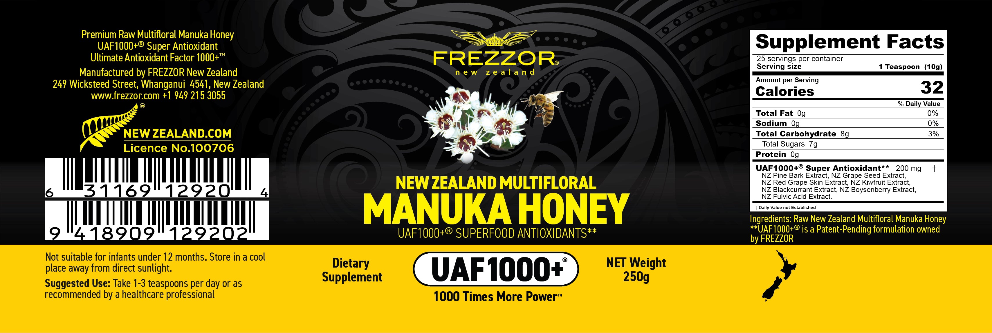 FREZZOR Multifloral Manuka Honey UAF1000+ 250g