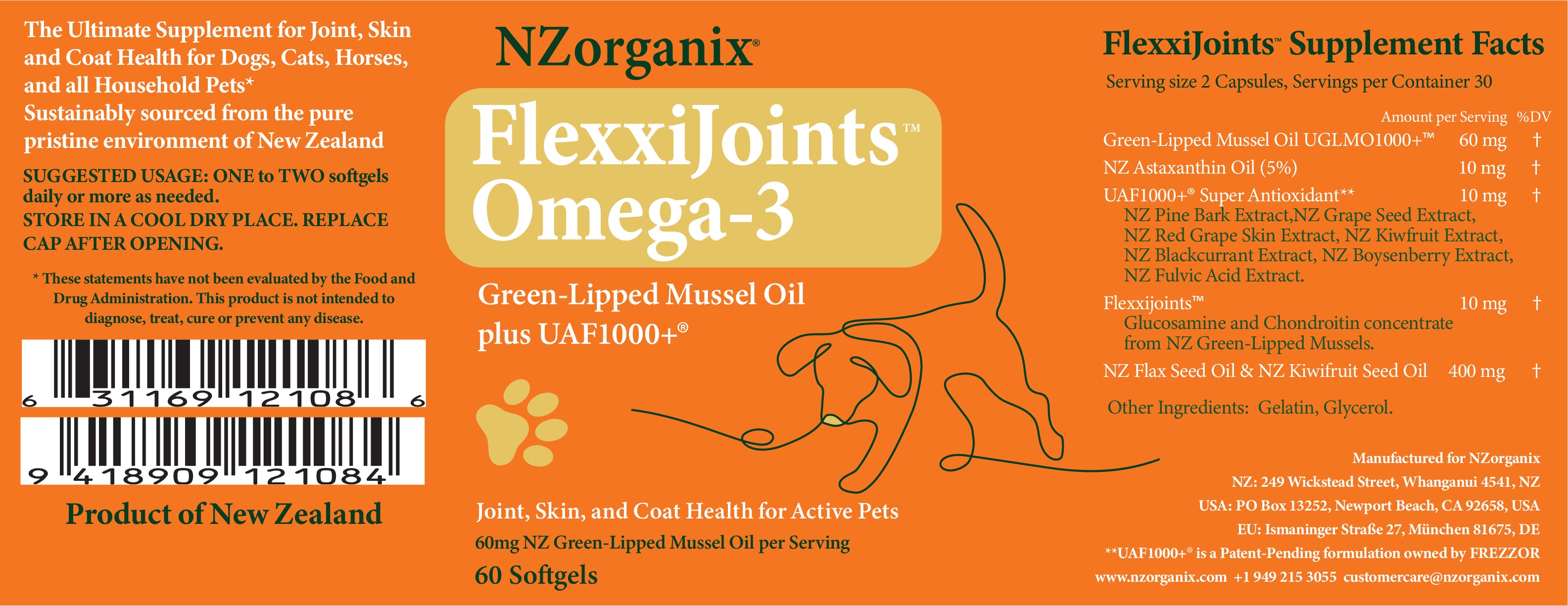 NZOrganix Green-Lipped Mussel Oil Omega-3 for Dogs