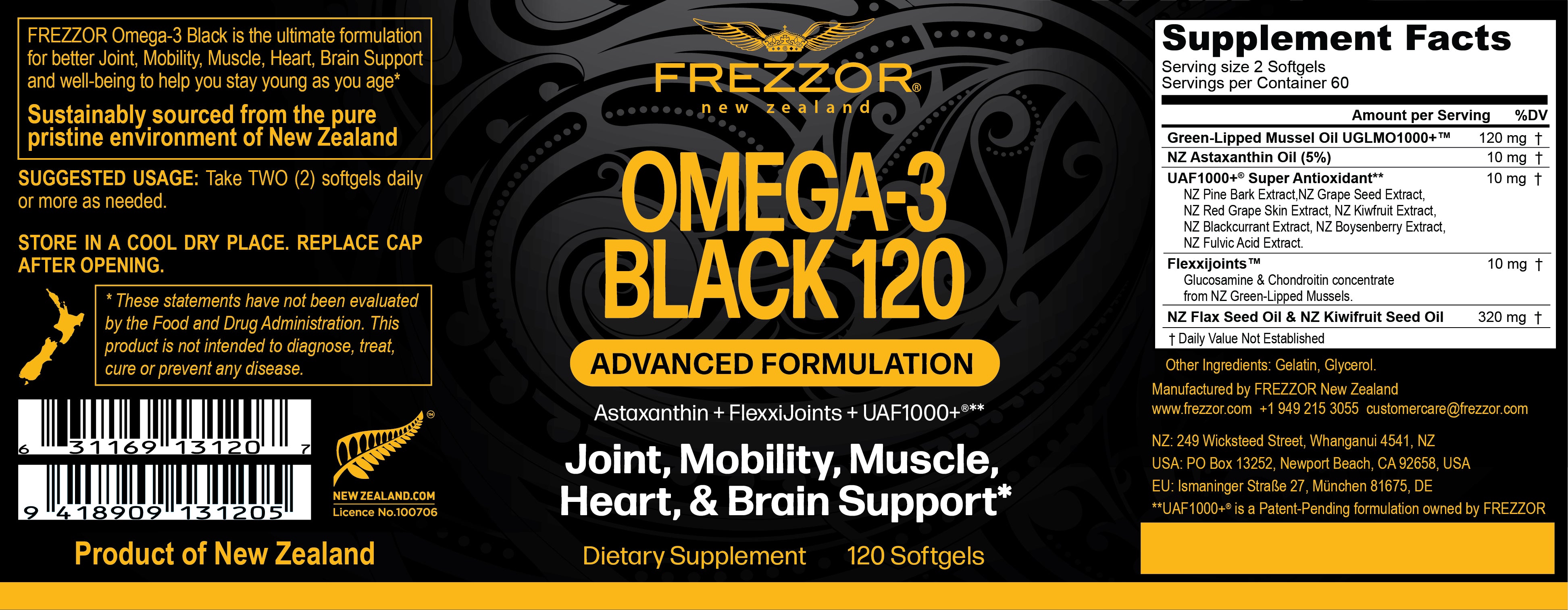 FREZZOR Omega-3 Black 120 Capsules