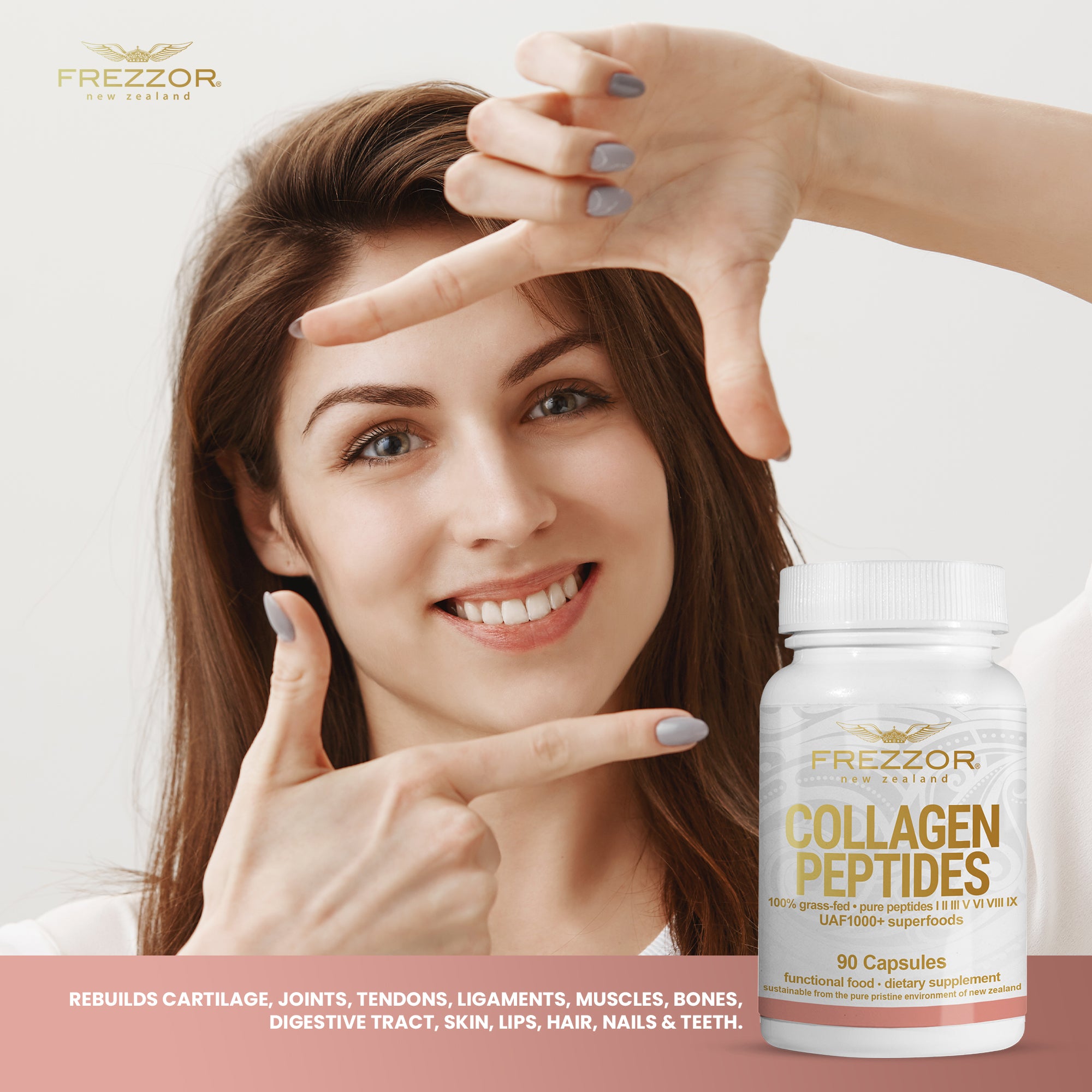 Collagen Peptides  FREZZOR Collagen peptides capsules supplement | Grass-fed collagen