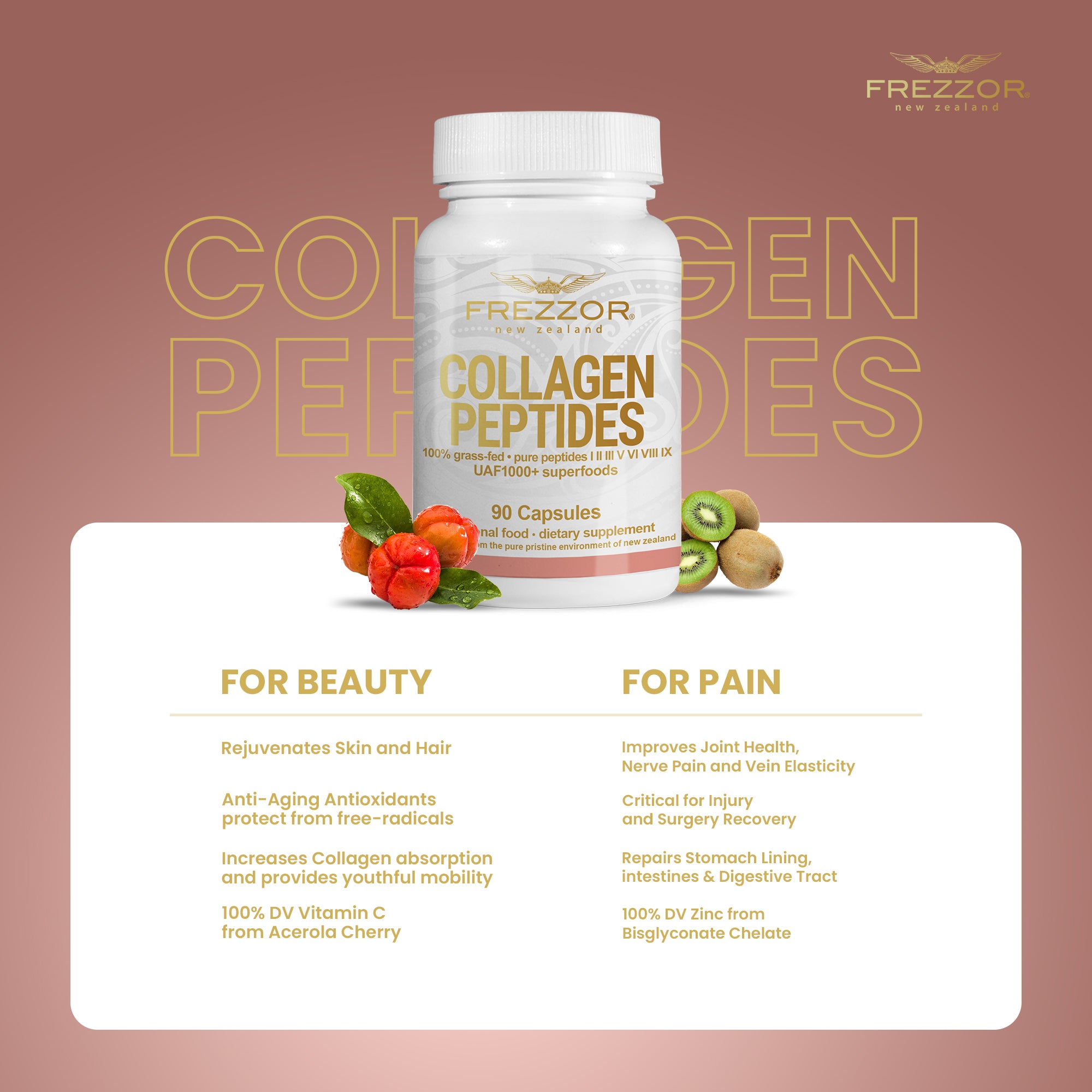 Collagen Peptides  FREZZOR Collagen peptides capsules supplement | Grass-fed collagen