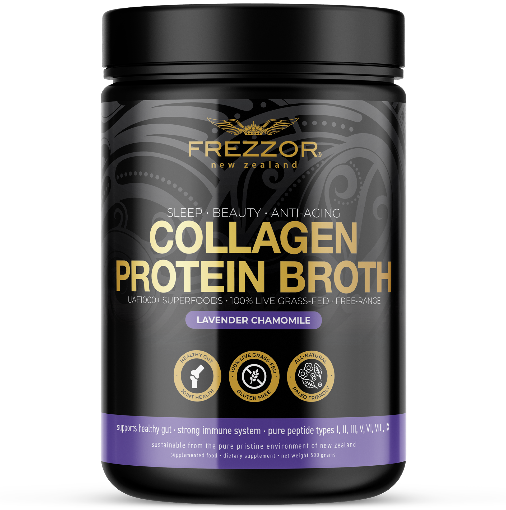 Collagen Bone Broth Lavender Chamomille  FREZZOR collagen bone broth powder NZ | Collagen protein powder