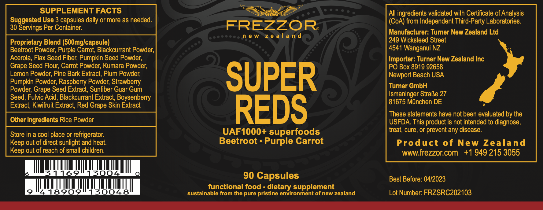 Super Reds  FREZZOR Organic Super Reds Capsules | Beetroot Superfoods Supplement 