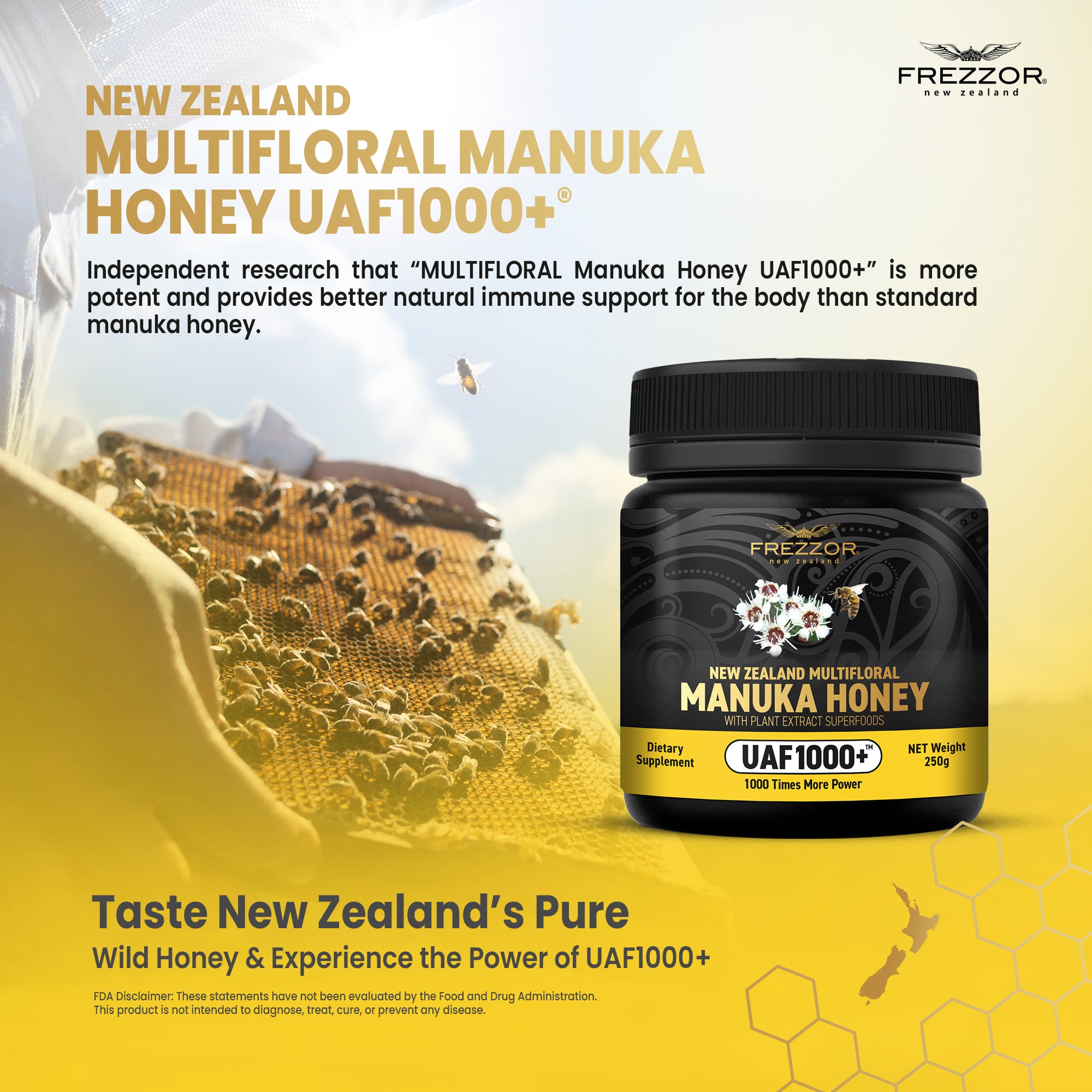 FREZZOR Multifloral Manuka Honey UAF1000+ 250g