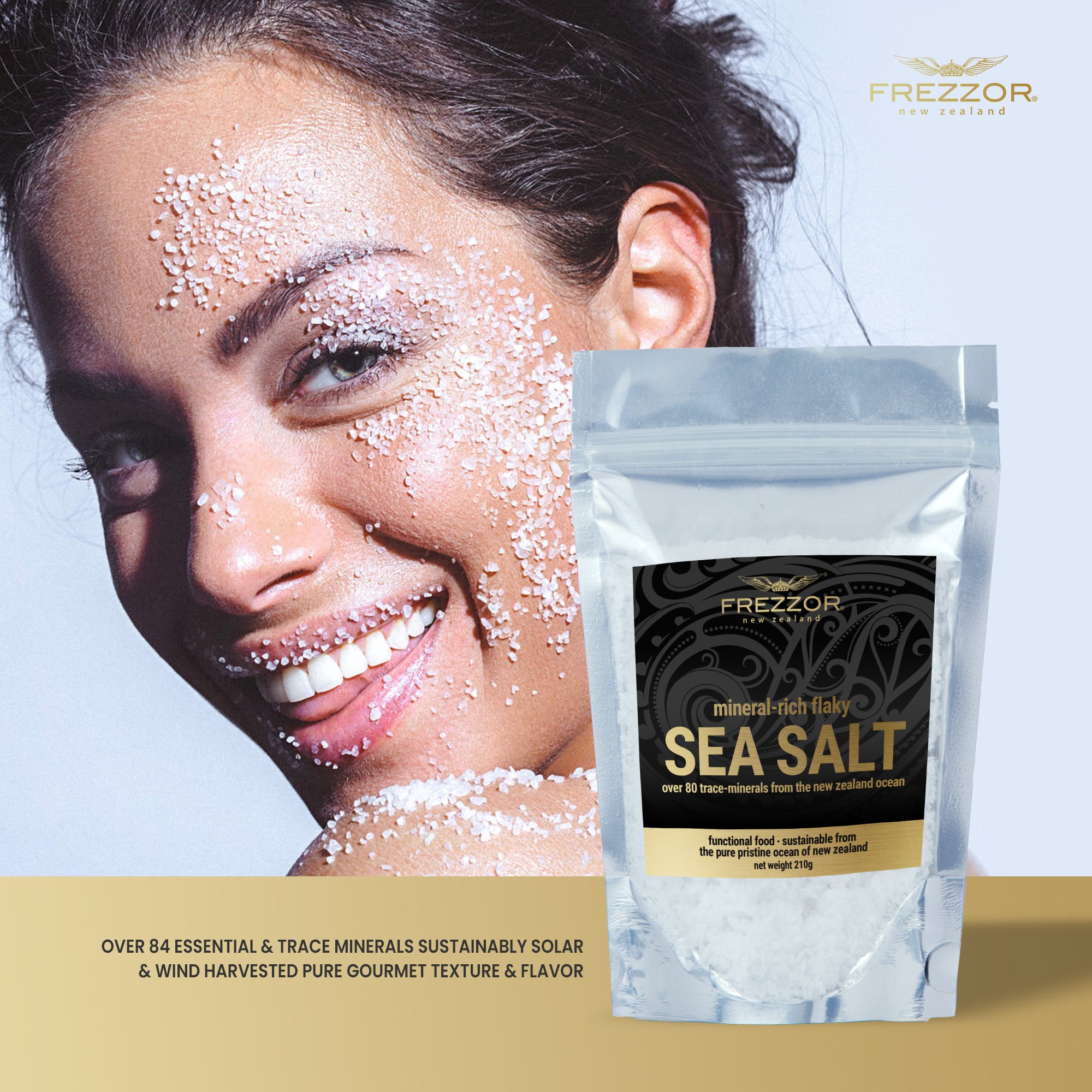 Flaky Sea Salt Pouch  FREZZOR FREZZOR Mineral-Rich Flaky Sea Salt  | NZ Sea Salt Powder