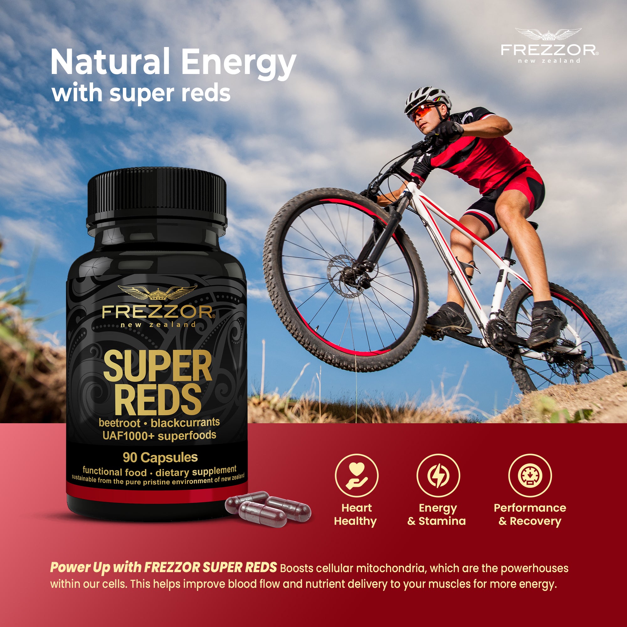 Super Reds  FREZZOR Organic Super Reds Capsules | Beetroot Superfoods Supplement 