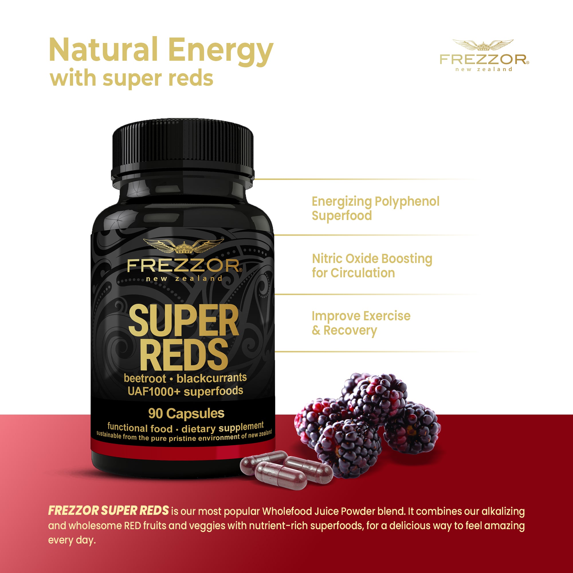 Super Reds  FREZZOR Organic Super Reds Capsules | Beetroot Superfoods Supplement 