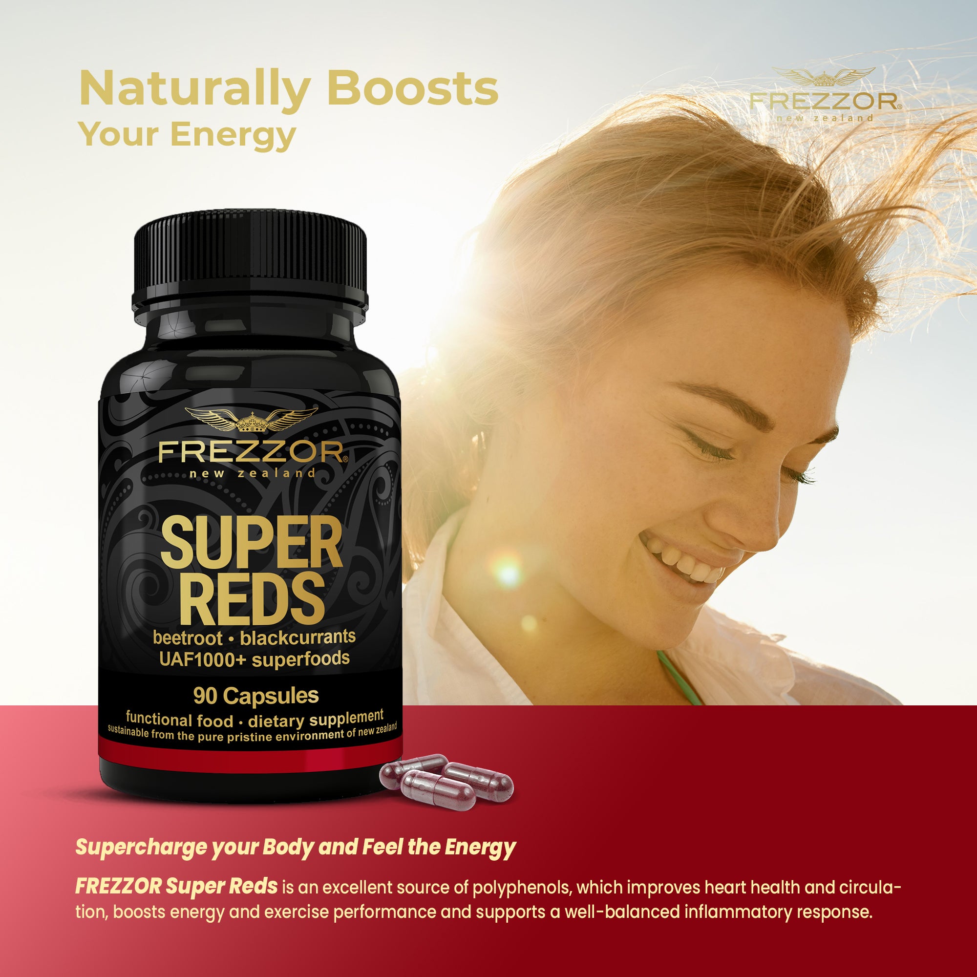 Super Reds  FREZZOR Organic Super Reds Capsules | Beetroot Superfoods Supplement 