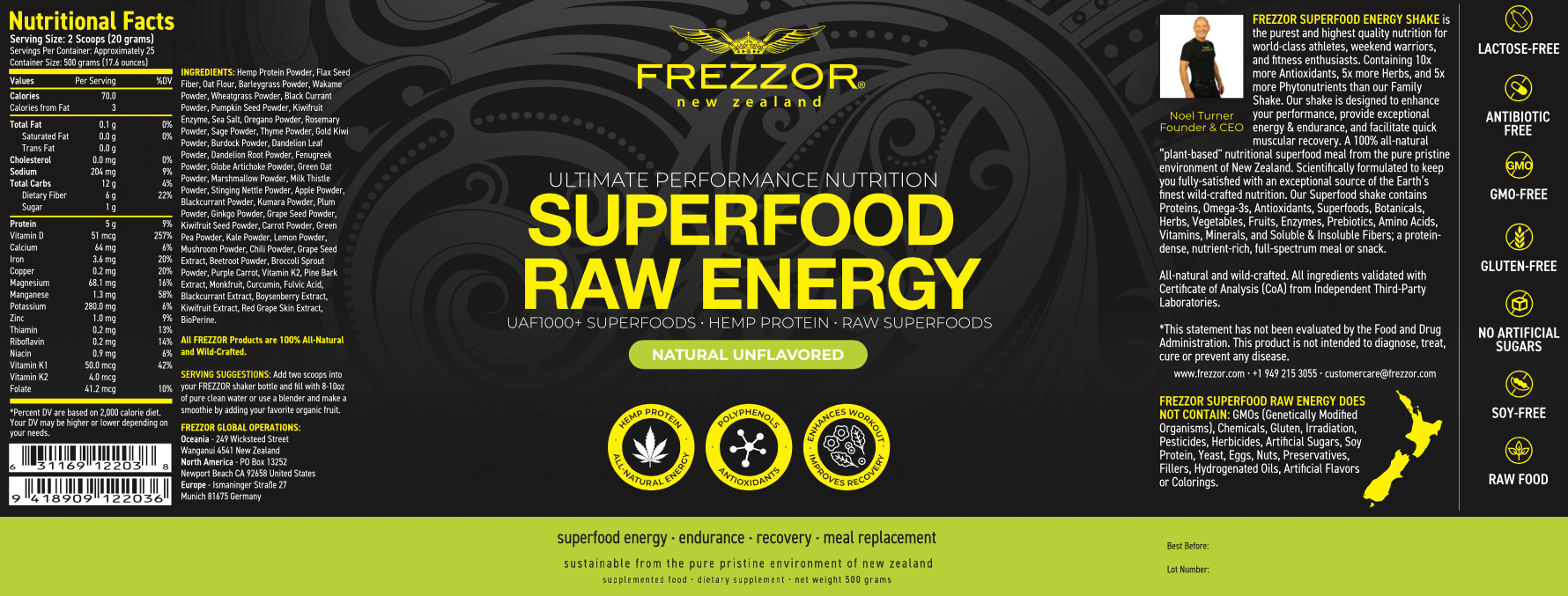 Superfood Powder  FREZZOR Raw NZ superfood protein powder supplements for daily energy 