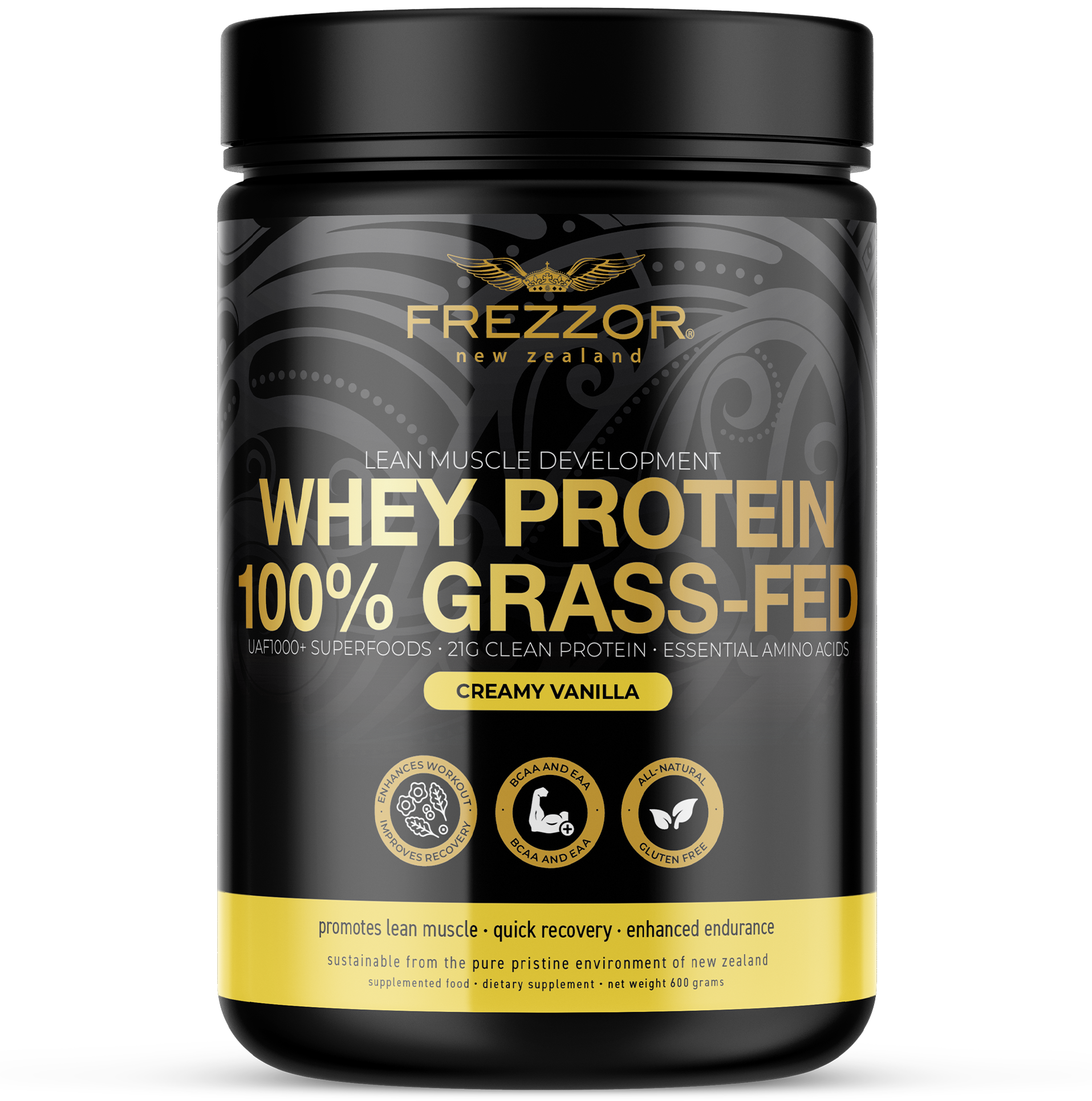 Whey Protein Vanilla Powder  FREZZOR Grass-fed Vanilla whey protein powder for weight loss & Sports